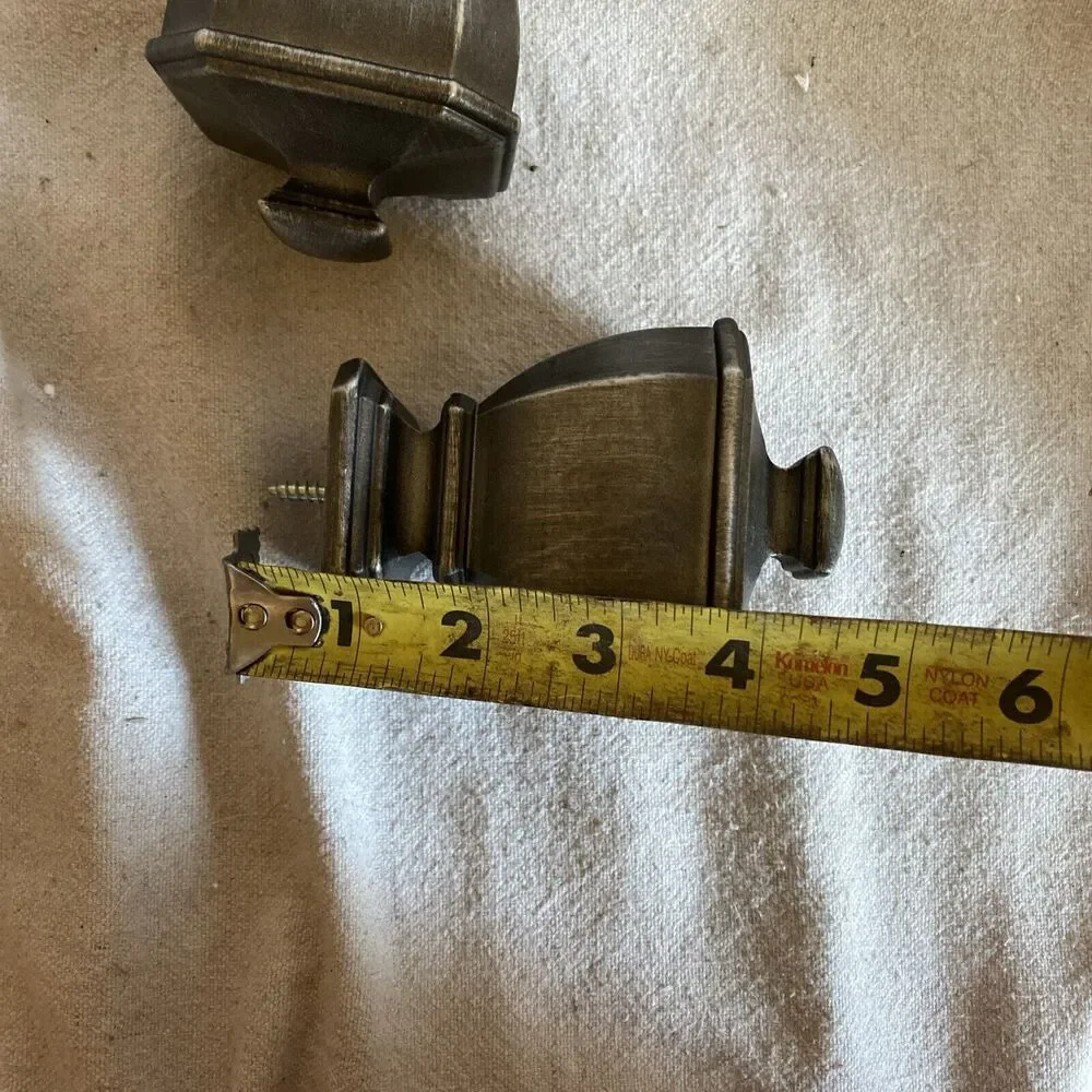 2x Wooden Drapery Curtain Rod Finials Fits 1 5/8” Rod - Screw On - AntiqueSilver